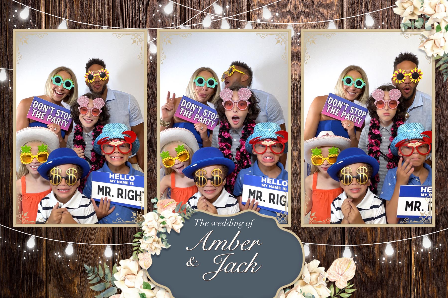 Wedding guests enjoying a photo booth at Edison Square in Tacoma