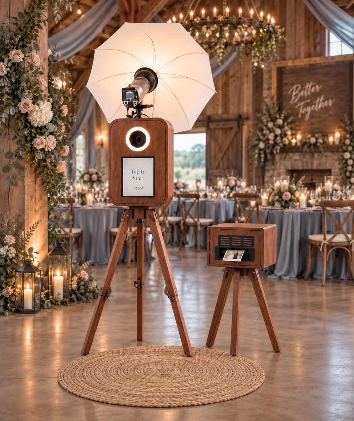 Classic photo booth setup for a wedding