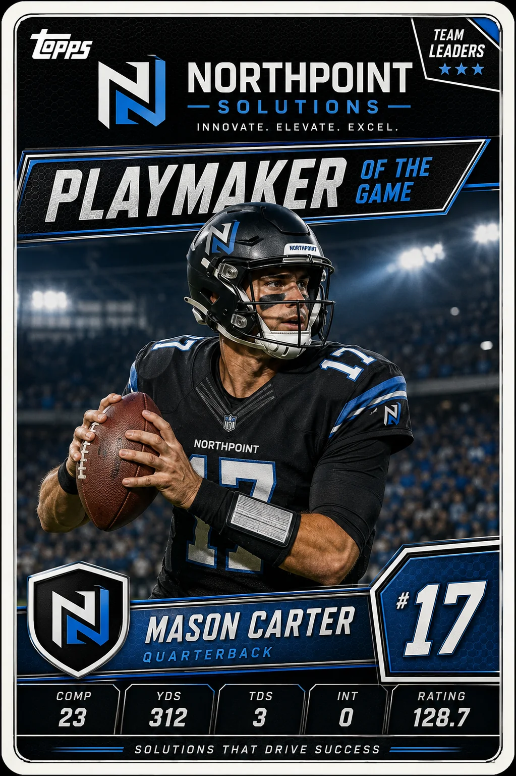 Football trading card style AI photo booth portrait