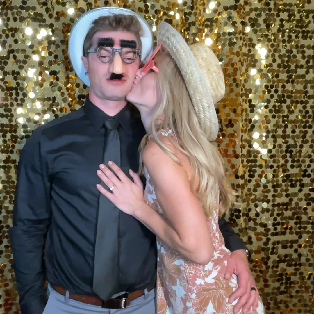 Wedding guests having fun with a Pebble photo booth