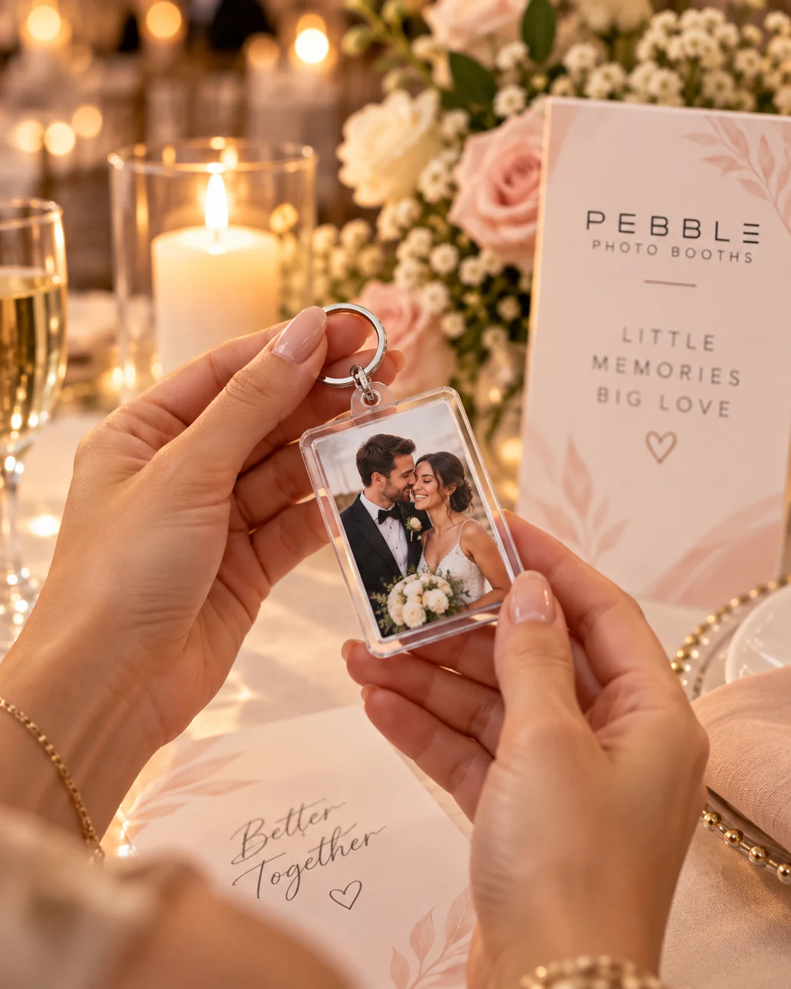 Keychain souvenir photo booth rental in Vancouver WA by Pebble Photo Booths