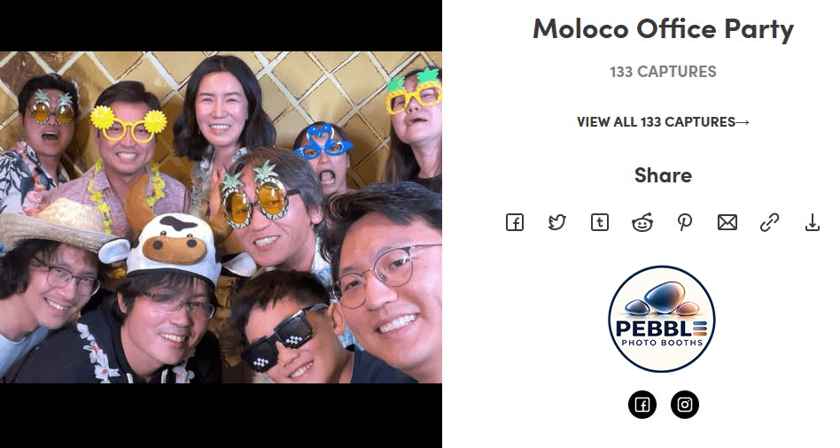 Photo booth at a Moloco office party