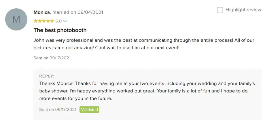 Baby shower photo booth client review for Pebble Photo Booths