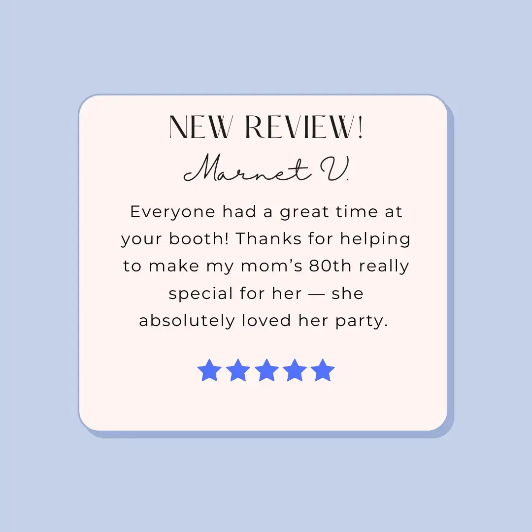 5-star client review for Pebble Photo Booths in Portland and Vancouver