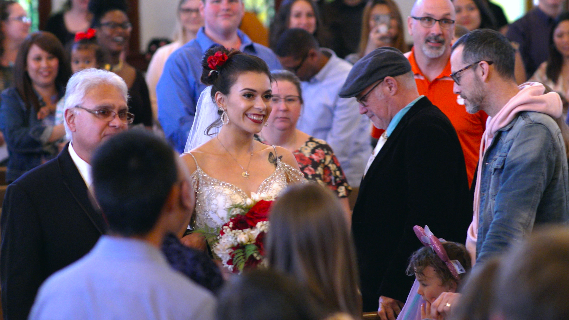 Screen capture from a Pebble wedding video